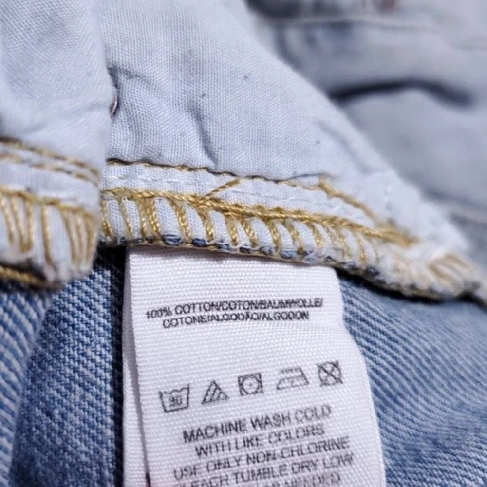 Free People Distressed Lace Hem Mini Denim Shorts Light Wash Size 26 Boho Summer - Picture 8 of 12